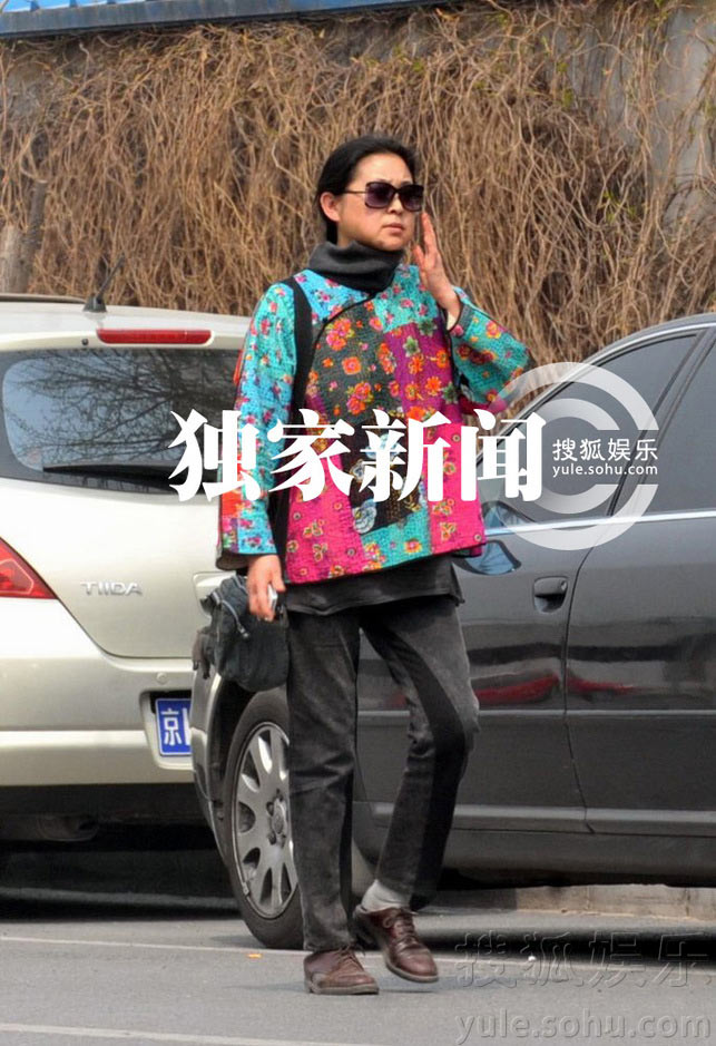 倪萍素顏出門買衣服顯老態