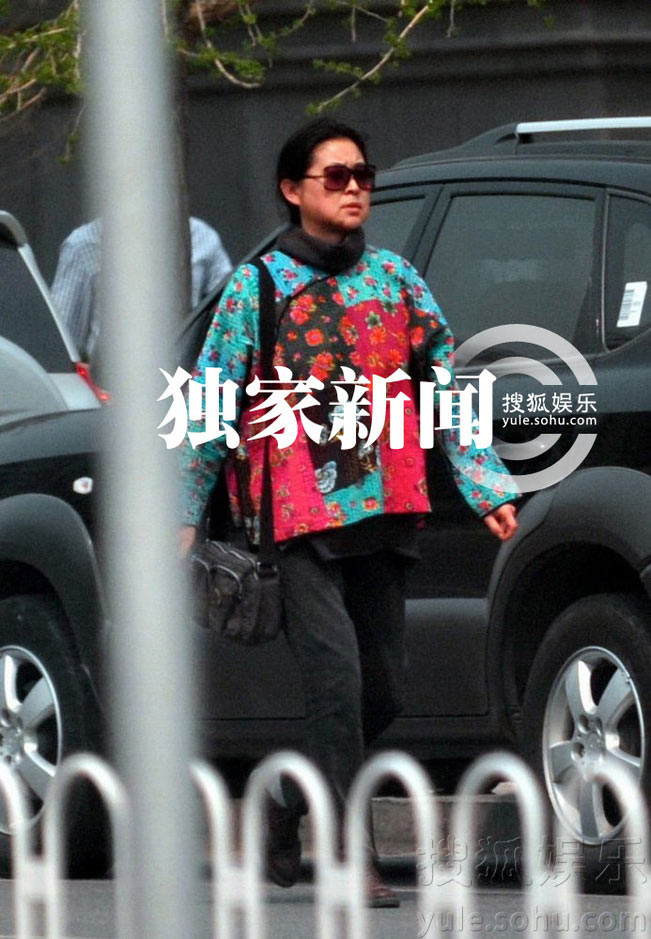 倪萍素顏出門買衣服顯老態