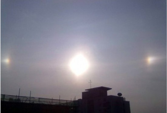 上海現“3個太陽”奇觀