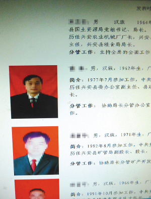 網站上公示的相片，面部進行了處理。本報記者 鄧振福攝