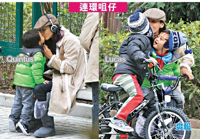 張柏芝熱吻兩愛子 小Q墊腳尖獻吻萌翻網友