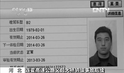 媒體披露的爆炸車輛司機(jī)石彥飛的個(gè)人信息。央視截圖
