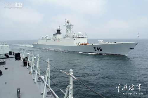 資料圖：北海艦隊鹽城號新型導(dǎo)彈護衛(wèi)艦。