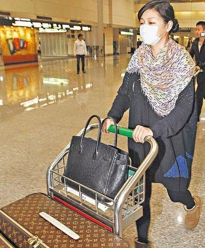 大S發福大肚機場獨自推行李 汪小菲緊跟(圖)