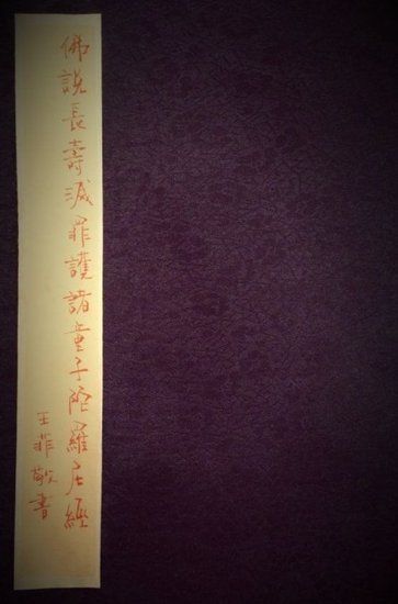  王菲書寫經書封面。